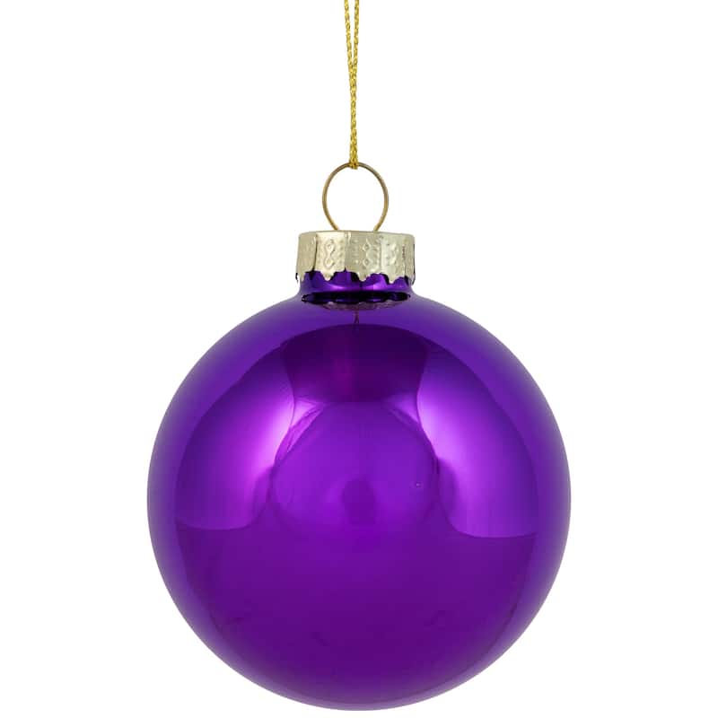 2-Finish Glass Ball Christmas Ornaments - 2.5" (60mm) - Grape Purple - 9ct