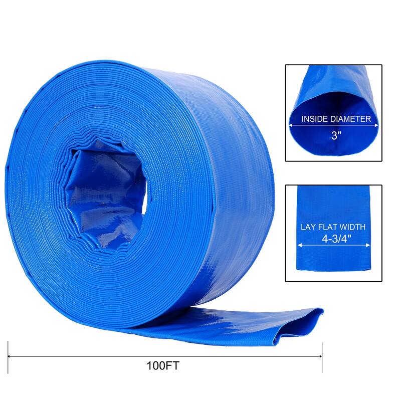 3" Heavy Duty Pool Backwash Hose, Reinforced PVC with 2 Clamps