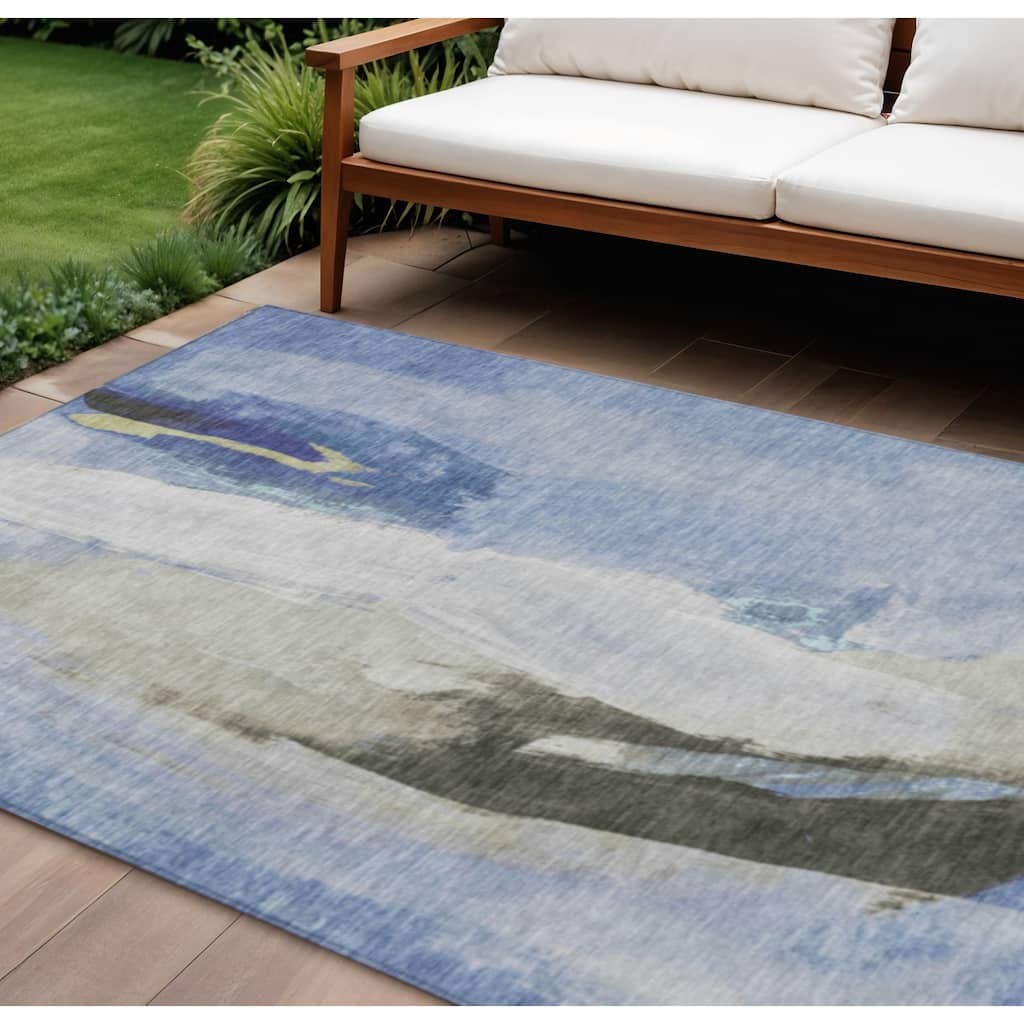 HomeRoots Abstract Transitional Rectangle Outdoor Rug