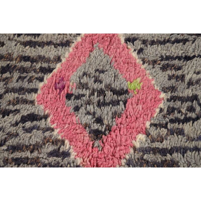 All-Over Geometric Moroccan Area Rug Handmade Wool Carpet - 5'10" x 9'7"