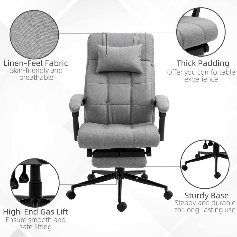 Minimalist Computer Chair Gaming Chair, Grey Adjustable Height Executive Chair Office Chair with Footrest