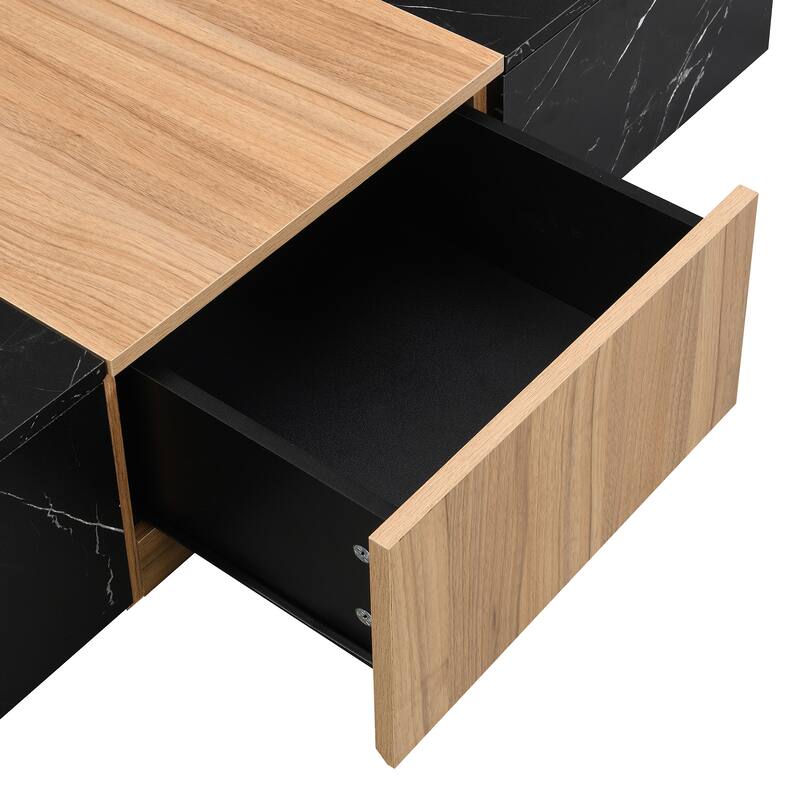 ​Modern Marble Combination TV Stand with 4 Storage Drawers for Living Room Bedroom and Home Theater