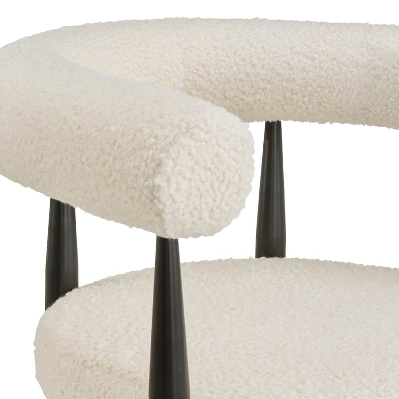 Barstow Black Finish Metal Ivory White Boucle Dining Chair (Set of 2) by iNSPIRE Q Modern