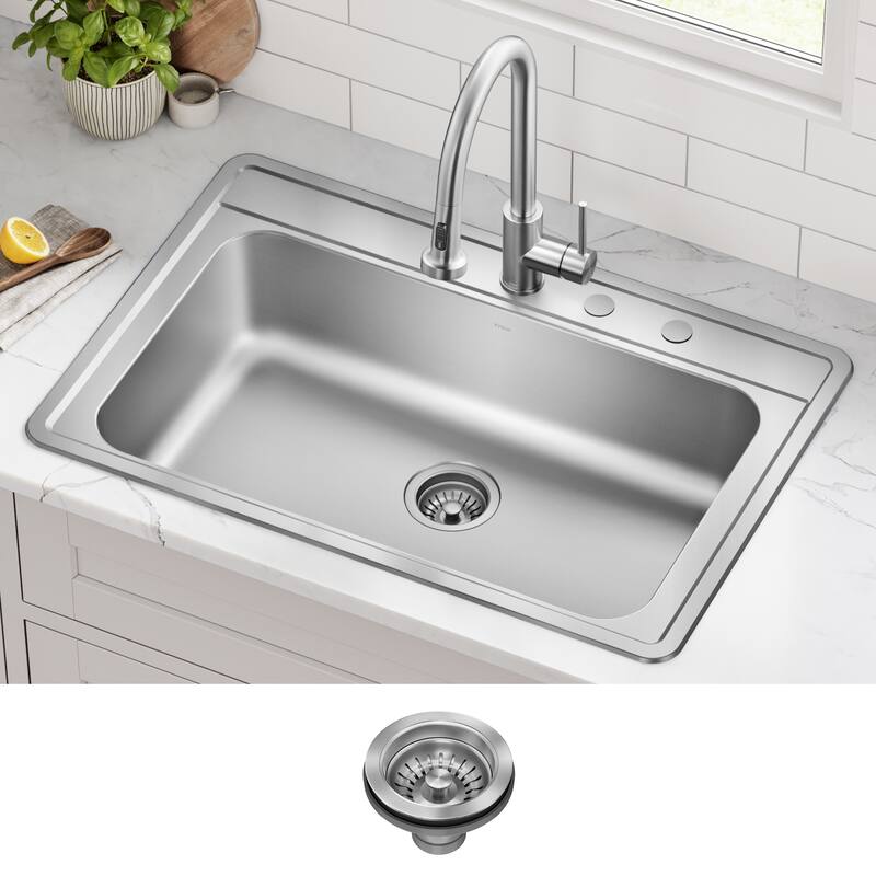 KRAUS Premier Drop In Top Mount 18 gauge Stainless Steel Kitchen Sink