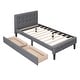 preview thumbnail 4 of 16, Twin Size Upholstered Platform Bed with 2 Drawers