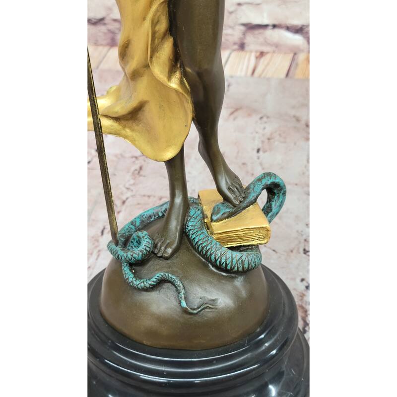 Blind Lady Of Justice Themis Bronze Statue Sculpture Law Attorney Art Gift Gold Patina