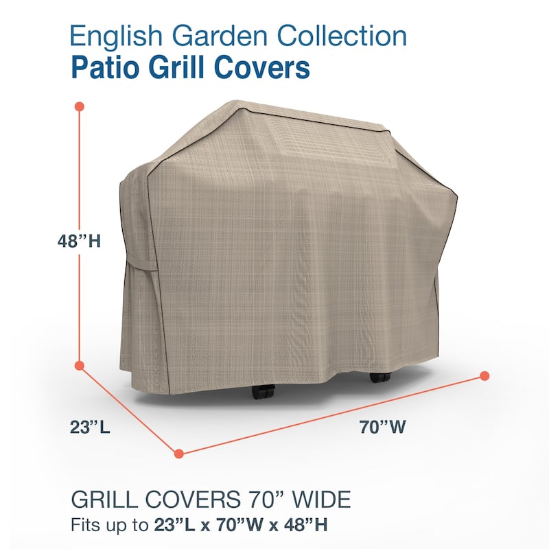 Budge Heavy Duty Waterproof BBQ Grill Cover, English Garden, Tan Tweed