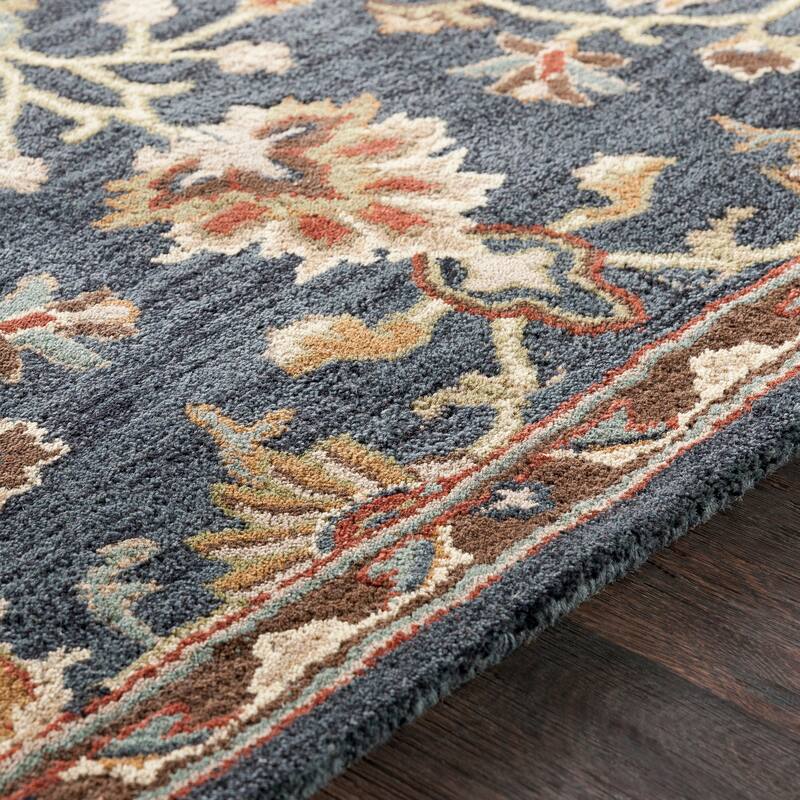 Hand-Tufted Yate Floral Wool Black Runner - 2'3" x 12' Runner