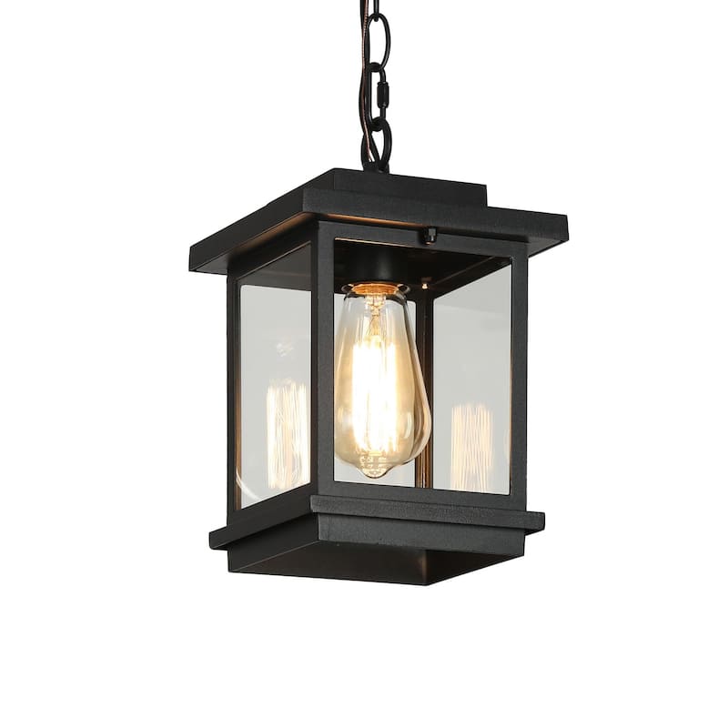 Modern Farmhouse Black 1-Light Outdoor Wall Sconces Glass Patio Lantern