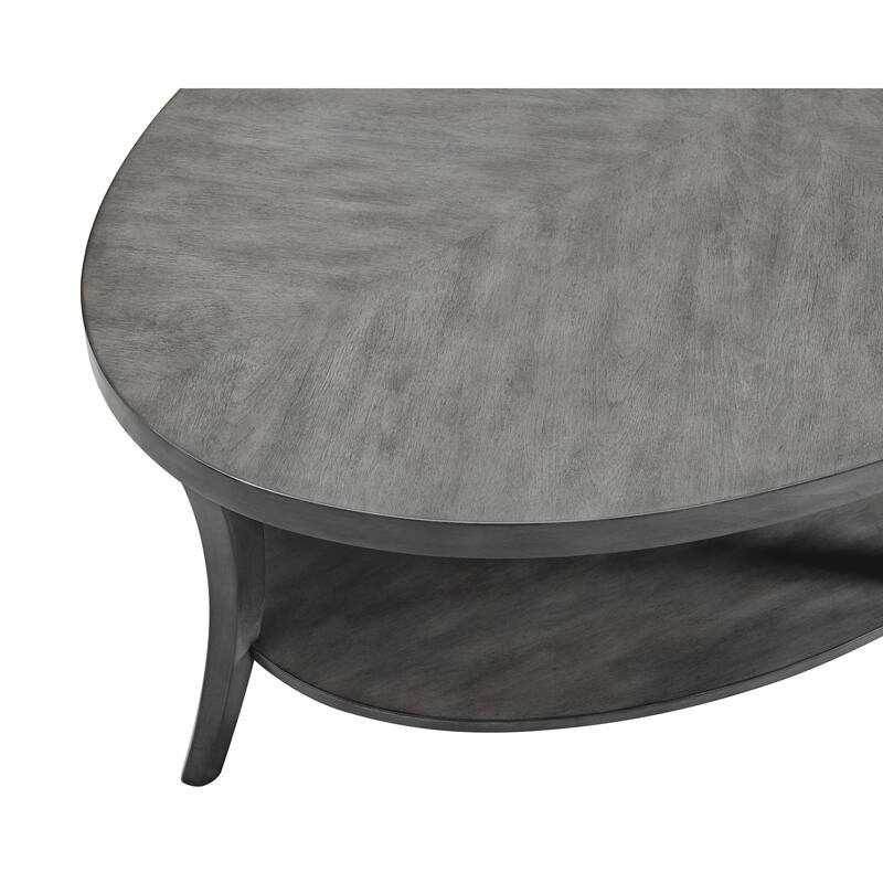 Perth Contemporary Oval Shelf Coffee Table, Gray - Wood - Gray