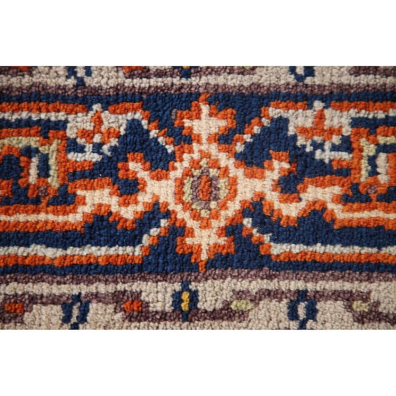 Orange Geometric Heriz Serapi Oriental Accent Rug Handmade Wool Carpet - 2'11"x 4'11"