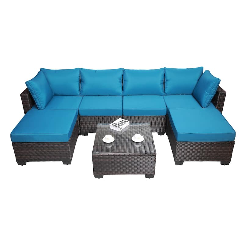 PE Rattan Wicker Garden Patio Furniture Set (7 Pieces)