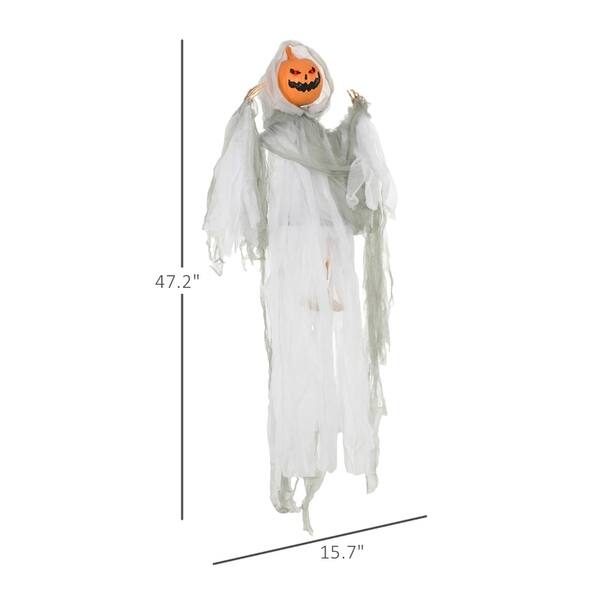 Animated Pumpkin Ghost with Glowing Red Eyes and Creepy Howling Sounds
