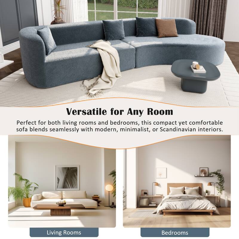 Curved Sectional Sofa, 2 Piece Chenille Modular Couch with 4 Pillows