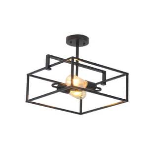 2-light Matte Black Semi-Flush Mount