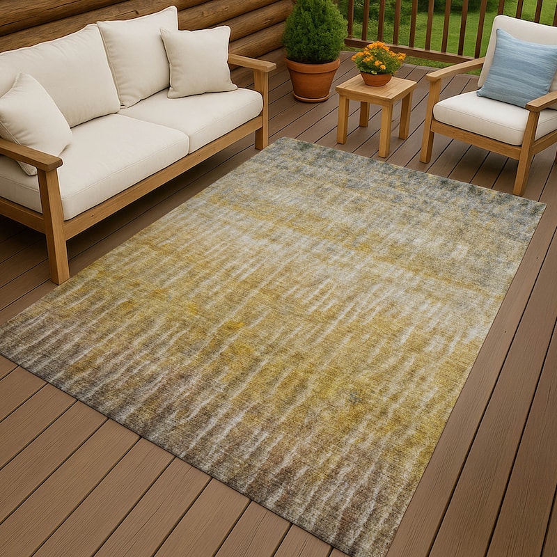 Machine Washable Indoor/ Outdoor Contemporary Ombre Chantille Rug