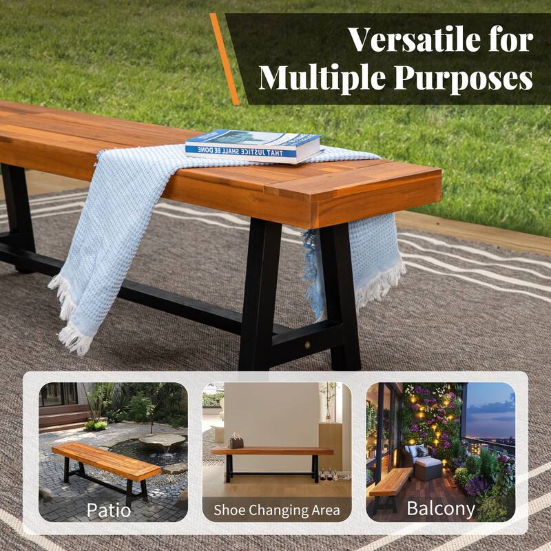 MAISON ARTS MAISON ARTS 6 Piece Outdoor Patio Dining Set,1 Acacia Wood Table & 4 Cushioned Rattan Chairs