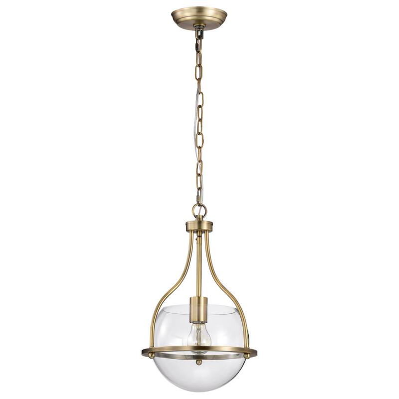 Amado 1 Light Pendant - 10 Inches - Vintage Brass Finish - Clear Glass - Vintage Brass - Vintage Brass