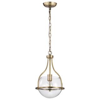 Amado 1 Light Pendant - 10 Inches - Vintage Brass Finish - Clear Glass - Vintage Brass