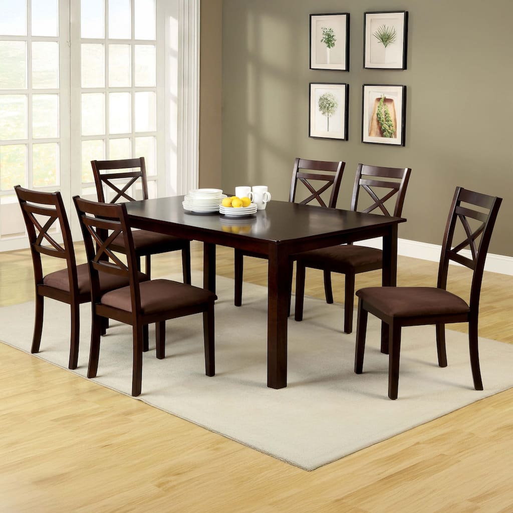 Wivo Contemporary Brown Solid Wood 7-Piece Dining Set by Furniture of America