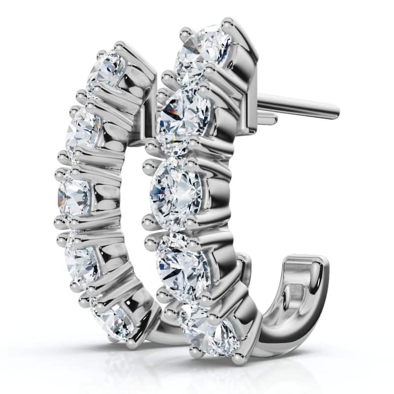 1Ct Diamond Hoops Women's Earrings Gold Lab Grown EF/VS