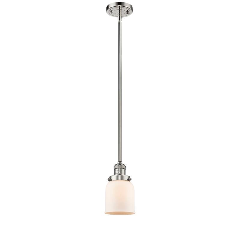 Innovations Lighting Franklin Restoration Bell - 1 Light 5" Stem Hung Mini Pendant - Polished Nickel/Matte White