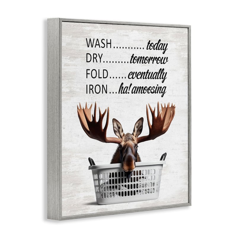Stupell Sassy Moose & Laundry Framed Giclee Art Design By Lettered and Lined