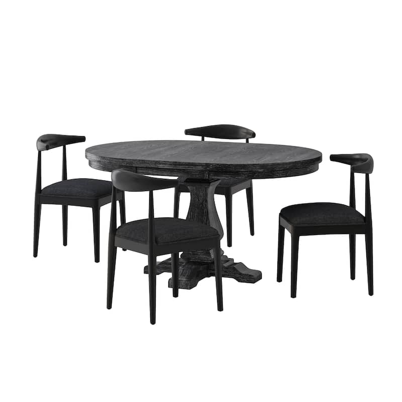 Cotterell 5 Piece Dining Set by Christopher Knight Home - BlackTexturedTweed/Black/Gray
