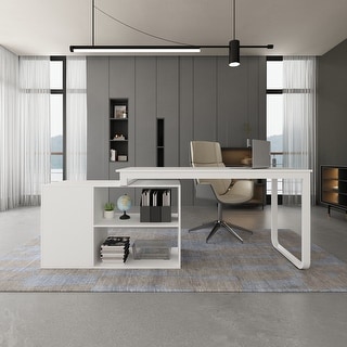 L-shaped Executive Desk With Drawer Cabinet for Home and Office Wrting ...