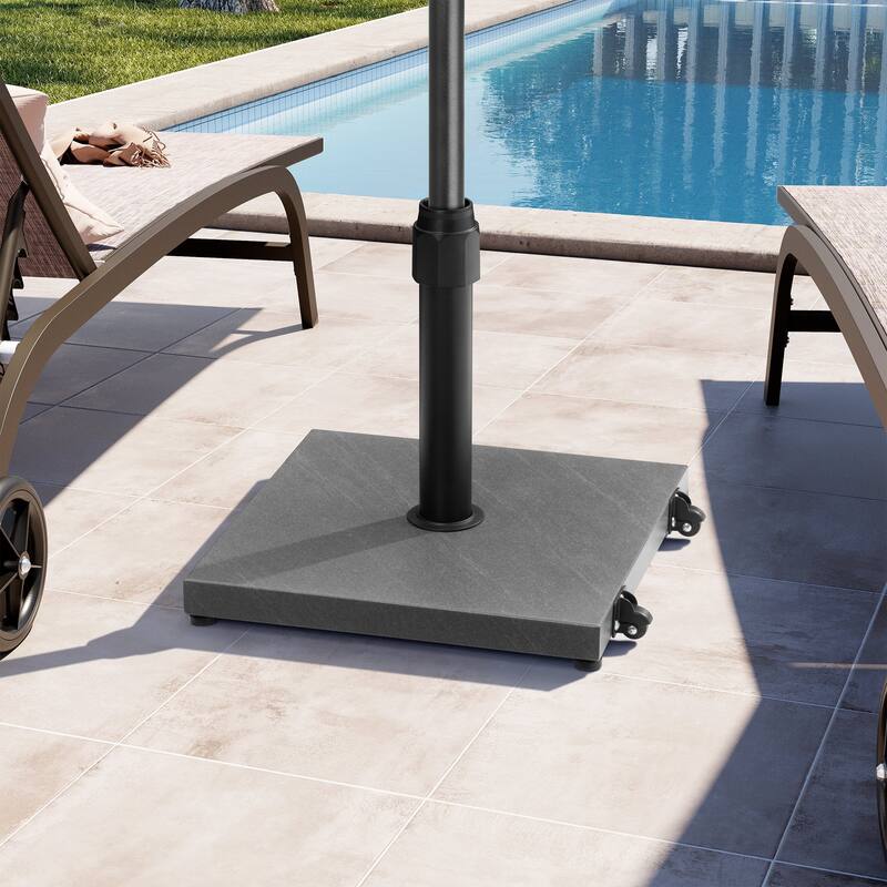 Outdoor Market Umbrella Base Holder Square Concrete / Cement Metal w/Wheels