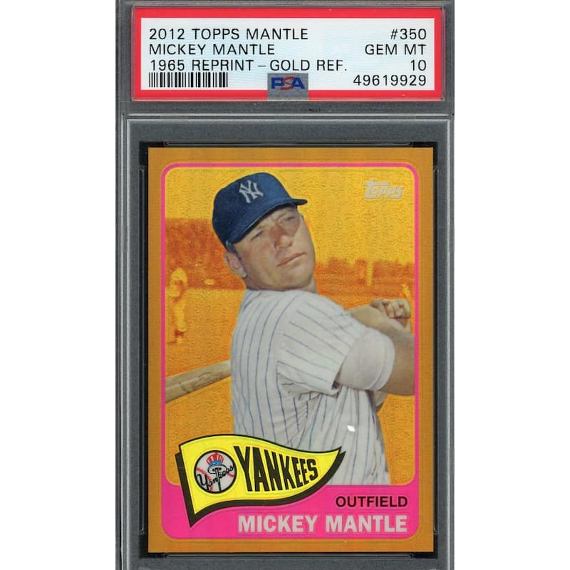 Mickey Mantle 2012 Topps 1965 Reprint Gold Refractor Baseball Card #350 Graded PSA 10 GEM MINT - 8'6" x 11'6"