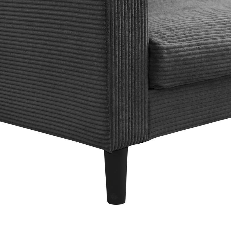 Anmytek Modern Dark Gray Upholstered Three Seater Sofa with Wooden Frame