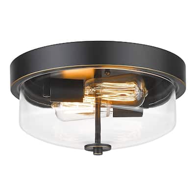 2-light Flush Mount Ceiling Lights with Clear Glass Shade