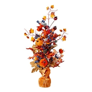 Harvest Pumpkin Table Top Decor With Velvet