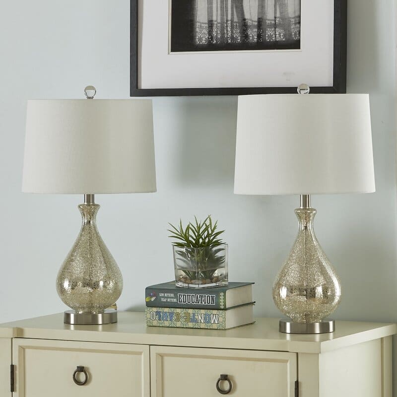 22.75'' Clear Glass Table Lamp Set (Set of 2)
