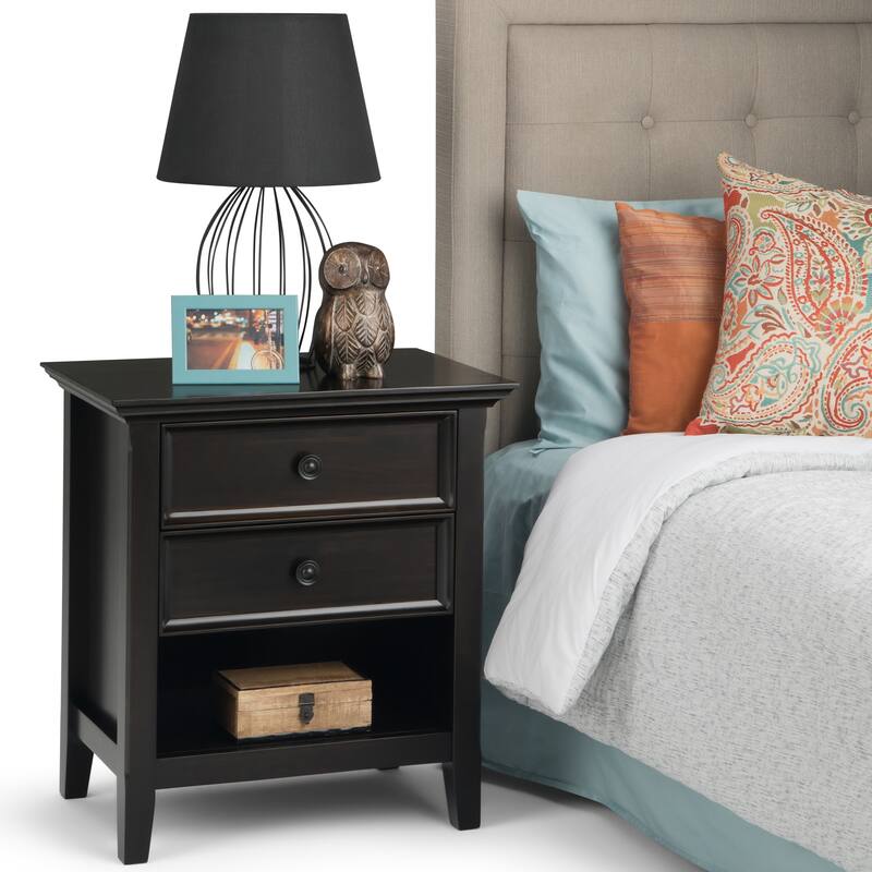 WYNDENHALL Halifax SOLID WOOD 24 inch Wide Bedside Nightstand Table - Hickory Brown
