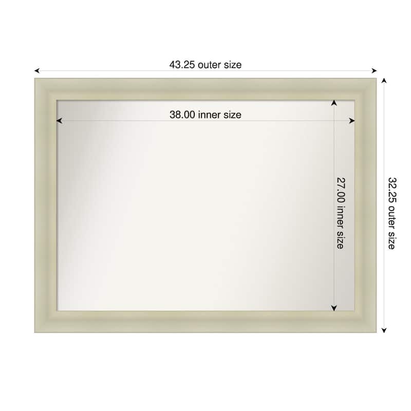 Oliver Non-Beveled Wood Framed Bathroom Vanity Wall Mirror - 43 x 32 in - Oliver Warm Silver