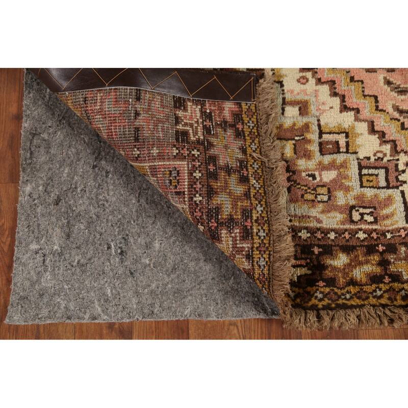 Geometric Heriz Persian Square Area Rug Handmade Wool Carpet - 4'7"x 5'5"