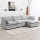 preview thumbnail 80 of 153, Corduroy Sectional Sofa with Removable Ottomans & Ultra-soft Cushions for Living Room & Bedroom 3 Seats with 1 Ottoman - Mist Grey