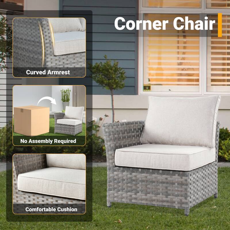HOOOWOOO 10-piece Wicker Patio Furniture Sectional Set with Steel Fire Pit Table