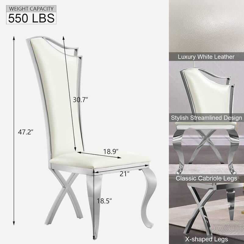 Luxurious Clear Tempered Glass Dining Table Set with Heavy Duty Dining Chairs