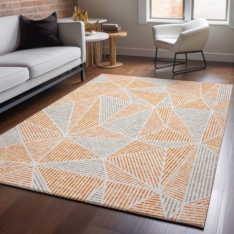 Premium Washable Super Soft Contemporary Mosaic Mayfield Rug - Orange - 9' x 12' - Rectangle