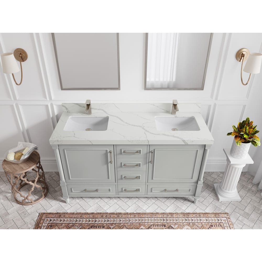 Willow Collections 60 in. W x 22 in. D Aberdeen Double Sink Bathroom Vanity with Countertop