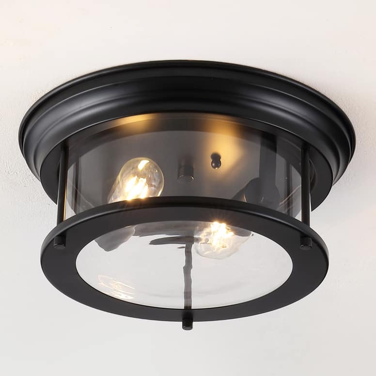 Henry 13.25" Metal/Glass LED Flush Mount, by JONATHAN Y