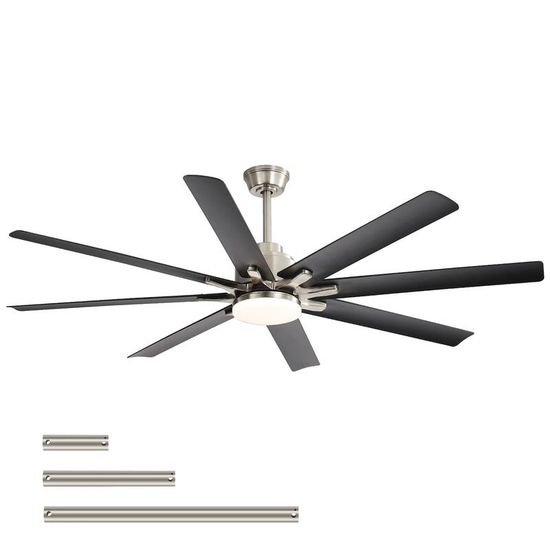 52" Reversible DC Motor Ceiling Fan with Remote/APP Control Dimmable 3-color Temperature, 8 ABS Blades Ceiling Fan Chandelier