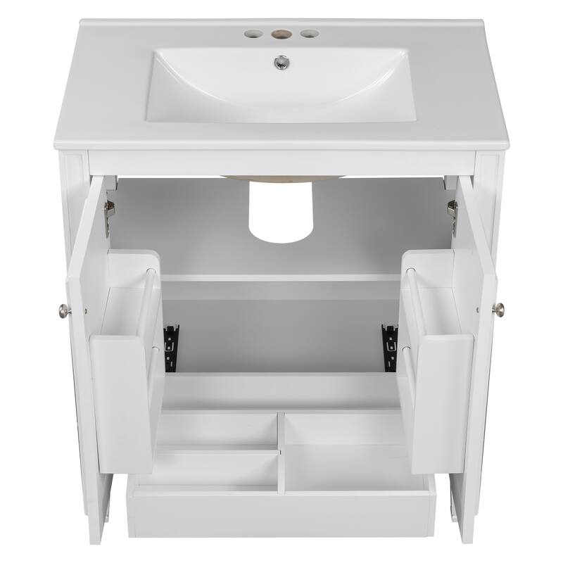 Roomfitters 60" Double Bathroom Vanity Set with Dual Ceramic Sinks, Vintage Tapered Legs and Customizable Storage
