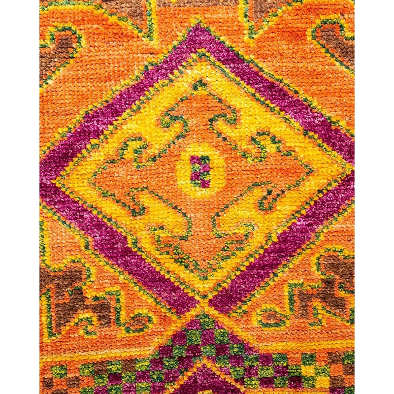 Overton Hand Knotted Wool Vintage Inspired Modern Contemporary Modern Brown Area Rug - 4' 2" x 6' 4"
