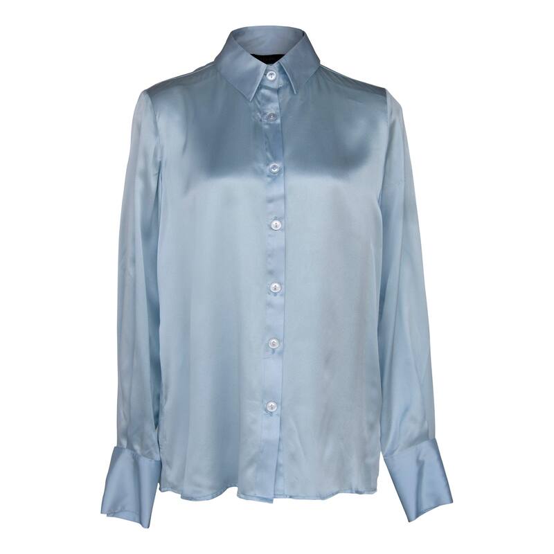 Luxe Silk Blouse in Blue - S