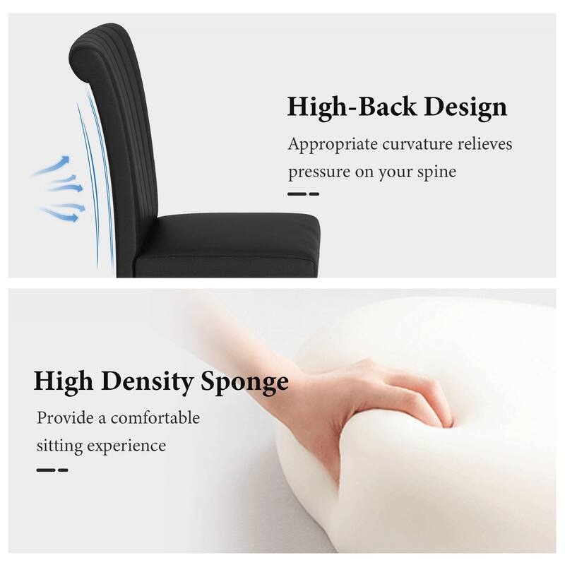 Luxury PU Leather Parsons Dining Chairs Side Chairs with Rolled Back and Stainless Steel Legs