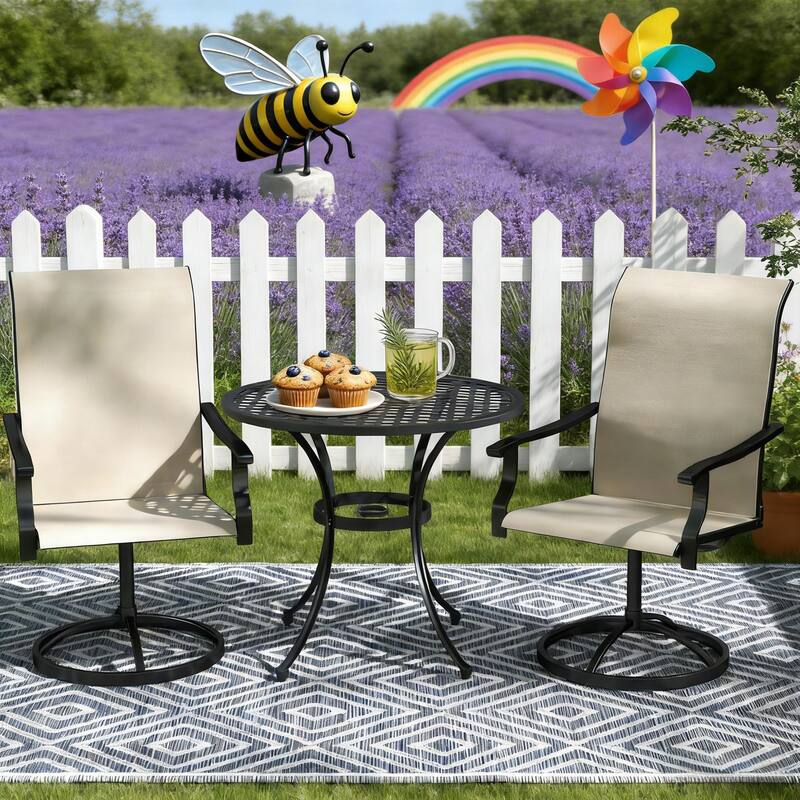 GDFStudio - Nathan Outdoor Dining Swivel Chairs Crafted for Elevated Comfort and Easy Movement